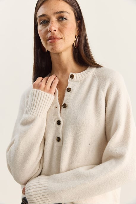 Entspannte Passform Strickpullover mit Knopfleiste - Image 6