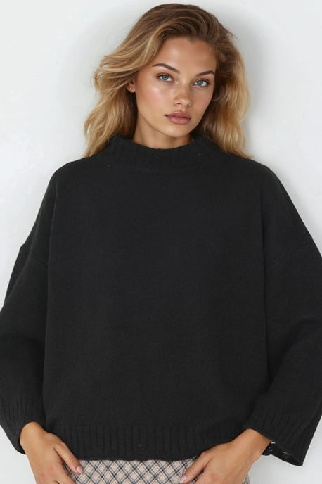 Übergroßer strukturierter Strickpullover mit Rundhalsausschnitt - Image 1