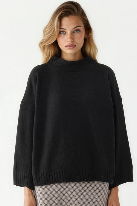 Übergroßer strukturierter Strickpullover mit Rundhalsausschnitt - Image 6