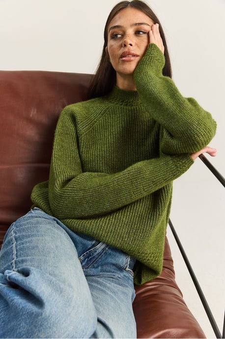 Oversized Rundhalsausschnitt Strickpullover - Image 2