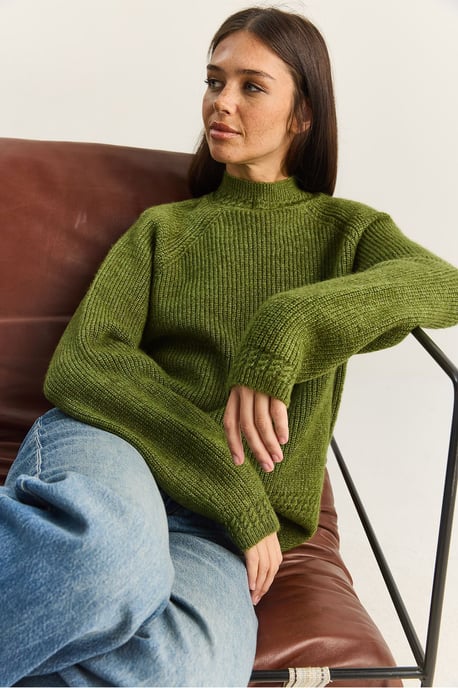 Oversized Rundhalsausschnitt Strickpullover - Image 3