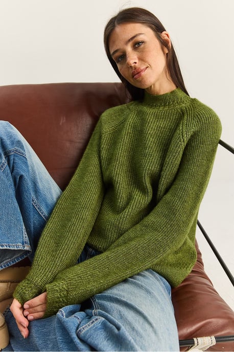 Oversized Rundhalsausschnitt Strickpullover - Image 4