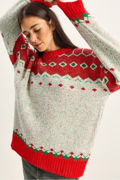Oversized geometrischer Strickpullover - Image 6