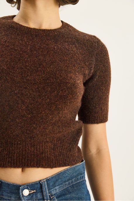 Rundhals Kurzarm Strickpullover - Image 6