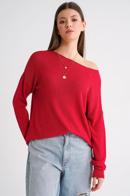 Übergroßer Bootsausschnitt-Strickpullover - Image 1