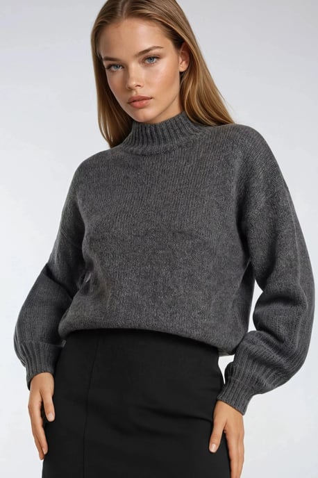 Lässiger Schnitt Rundhals Dickstrickpullover - Image 2
