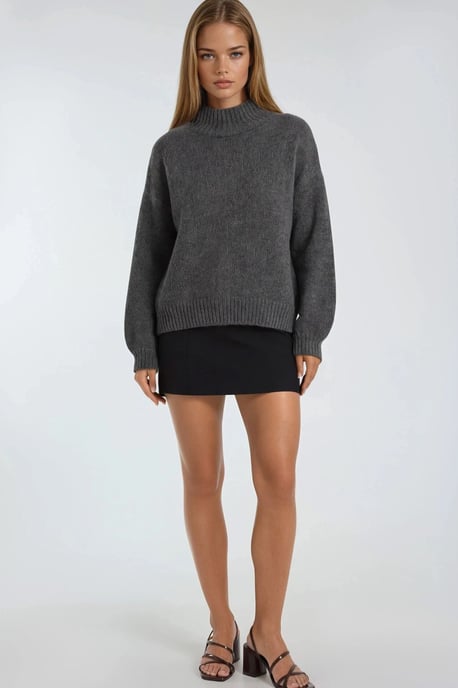 Lässiger Schnitt Rundhals Dickstrickpullover - Image 3