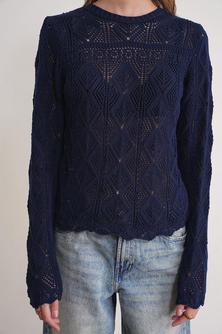 Strickpullover mit strukturiertem Muster und Rundhalsausschnitt - Image 5