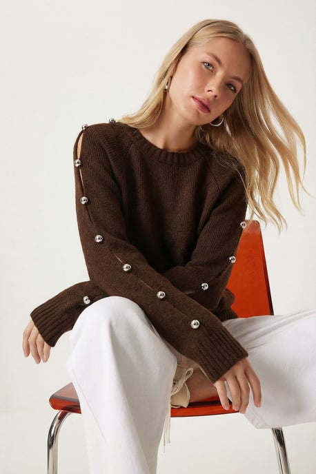 Crew-Neck-Ausschnitt Strickpullover - Image 1