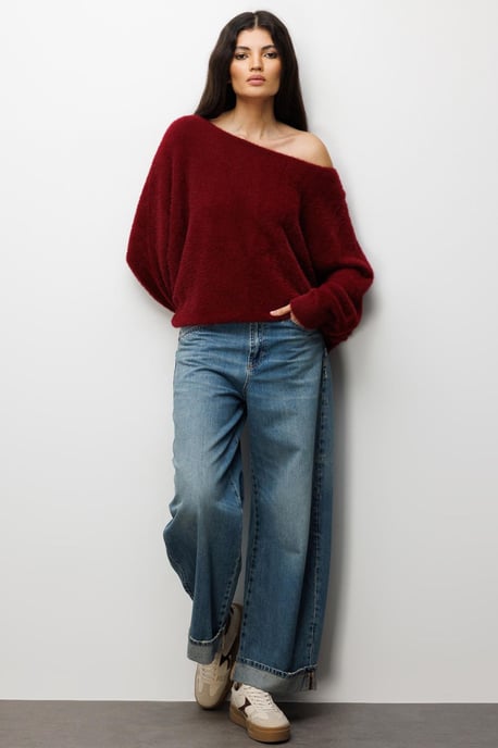 Lässig geschnittener Strickbootneck-Pullover - Image 2
