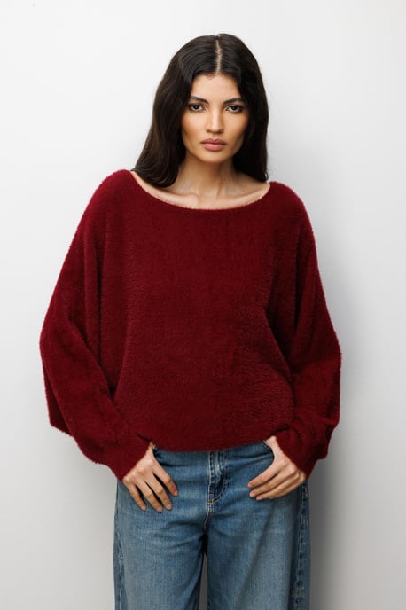 Lässig geschnittener Strickbootneck-Pullover - Image 3