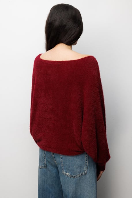 Lässig geschnittener Strickbootneck-Pullover - Image 4