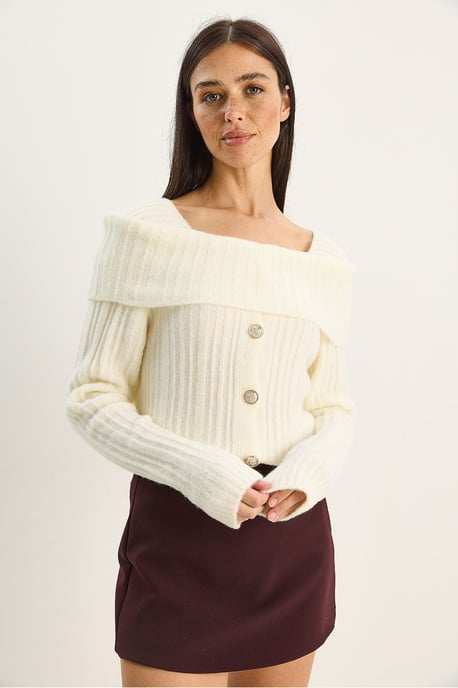 Strickpullover mit Madonna-Kragen und Knöpfen - Image 3