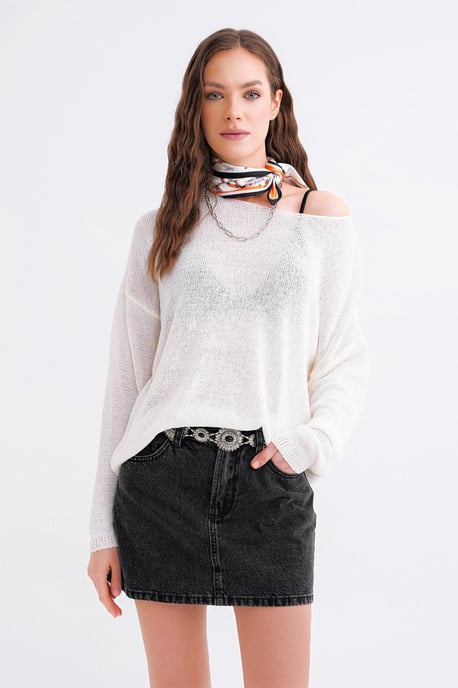 Übergroßer Bootsausschnitt-Strickpullover - Image 1