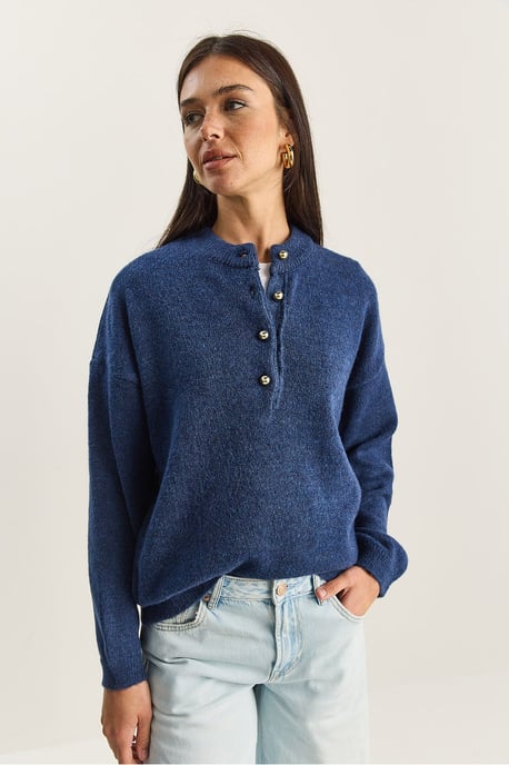 Knopfkragen Strickpullover - Image 2