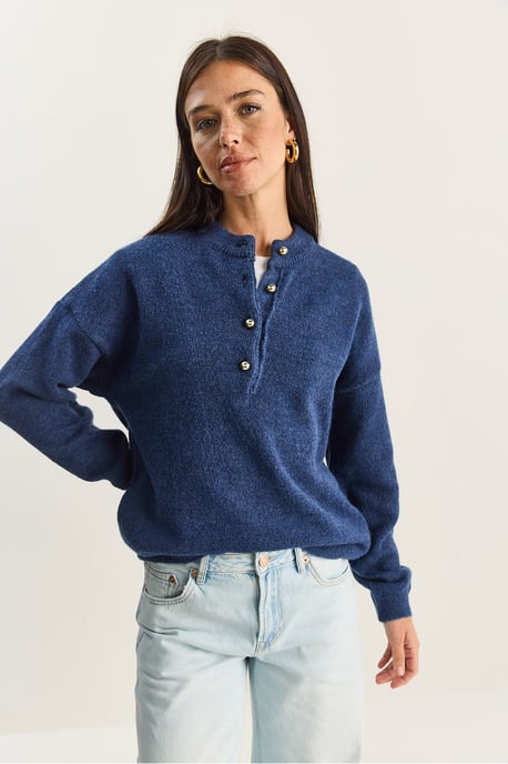 Knopfkragen Strickpullover - Image 3