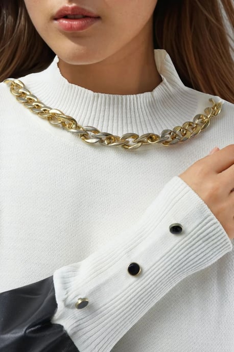 Faux-Leder-Detailsweater - Image 6