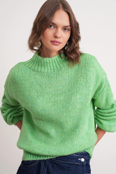 Lässiger Schnitt Rundhals Dickstrickpullover - Image 1