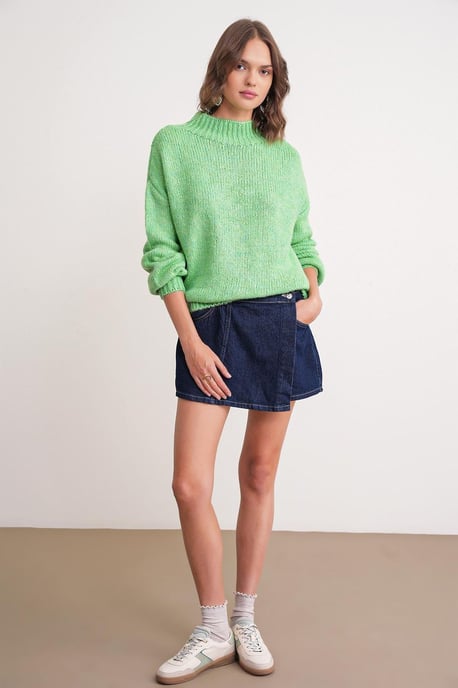 Lässiger Schnitt Rundhals Dickstrickpullover - Image 2