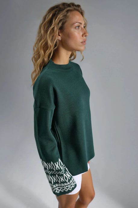 Rundhals-Jacquard-Strickpullover - Image 2