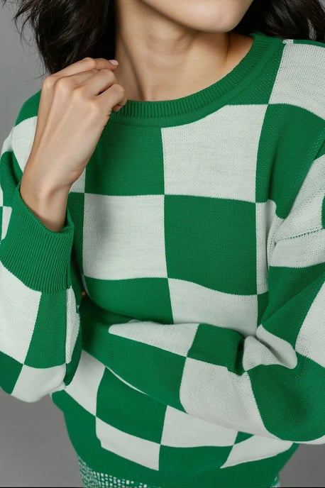 Kariertes Rippstrick-Pullover mit bequemem Schnitt - Image 5
