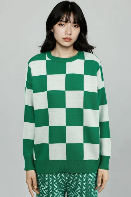 Kariertes Rippstrick-Pullover mit bequemem Schnitt - Image 6