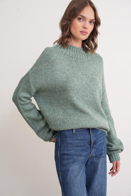 Lässiger Schnitt Rundhals Dickstrickpullover - Image 4