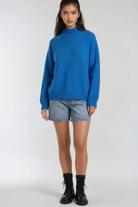 Lässiger Schnitt Rundhals Dickstrickpullover - Image 2