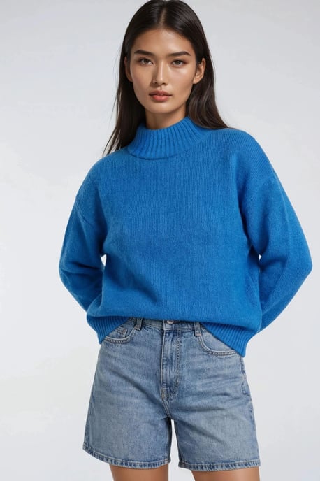 Lässiger Schnitt Rundhals Dickstrickpullover - Image 3