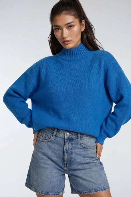 Lässiger Schnitt Rundhals Dickstrickpullover - Image 4