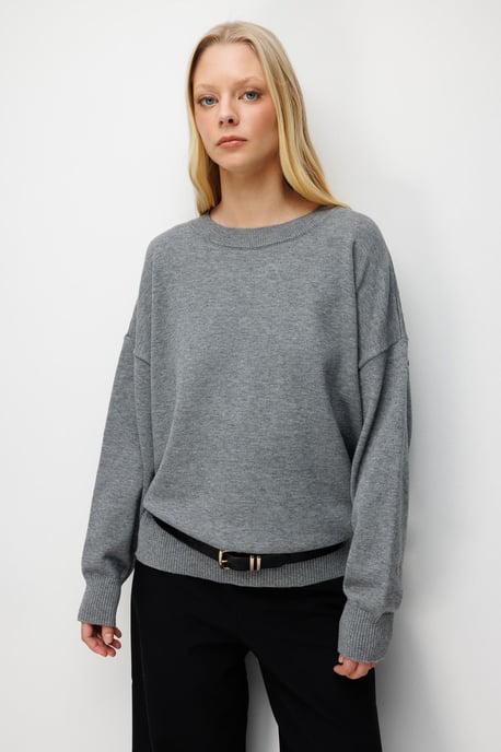 Übergroßer gerippter Strickpullover - Image 2