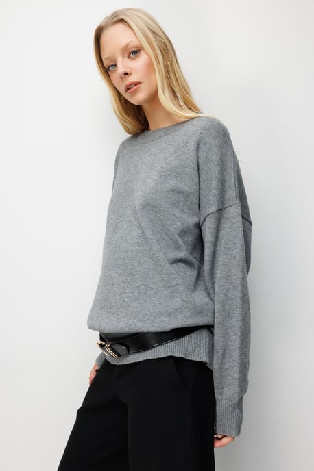 Übergroßer gerippter Strickpullover - Image 3