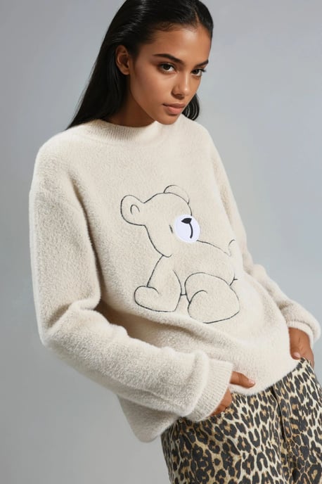 Oversize Teddy-Bär Plüschpullover - Image 2