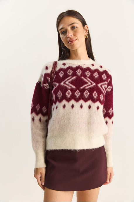 Ethnisches Muster Dickstrickpullover mit Rundhalsausschnitt - Image 2