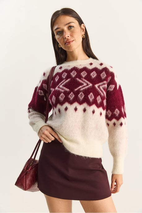 Ethnisches Muster Dickstrickpullover mit Rundhalsausschnitt - Image 3