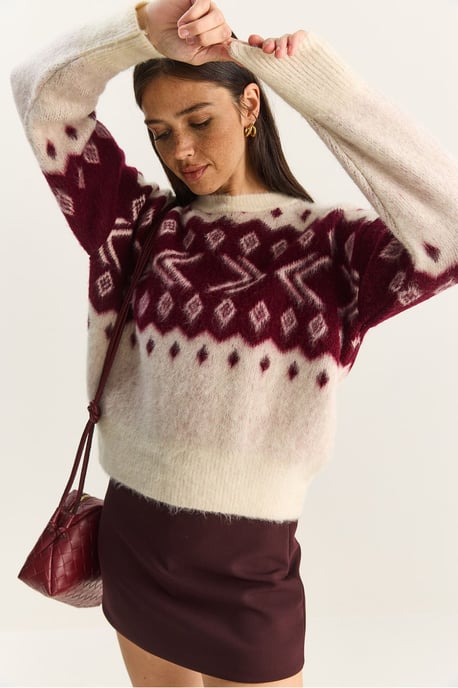 Ethnisches Muster Dickstrickpullover mit Rundhalsausschnitt - Image 5