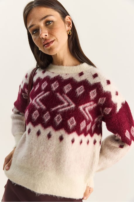 Ethnisches Muster Dickstrickpullover mit Rundhalsausschnitt - Image 6