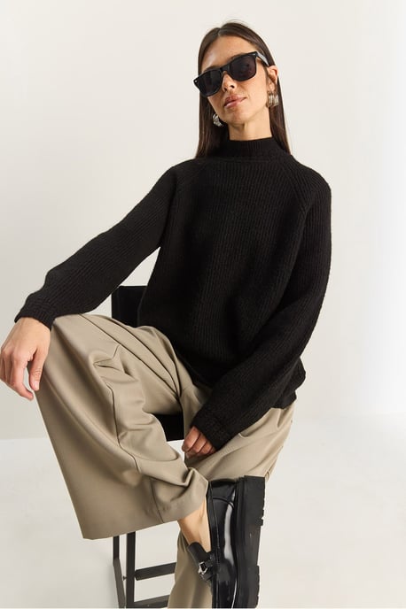 Oversized Rundhalsausschnitt Strickpullover - Image 2