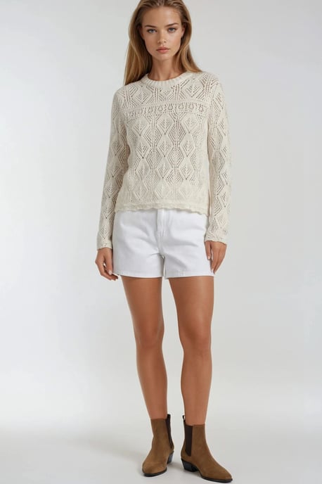 Strickpullover mit strukturiertem Muster und Rundhalsausschnitt - Image 2