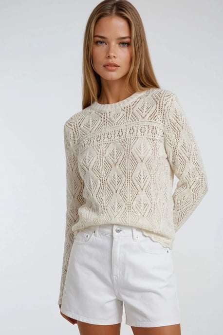Strickpullover mit strukturiertem Muster und Rundhalsausschnitt - Image 3