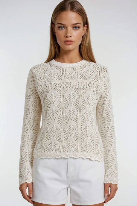 Strickpullover mit strukturiertem Muster und Rundhalsausschnitt - Image 4