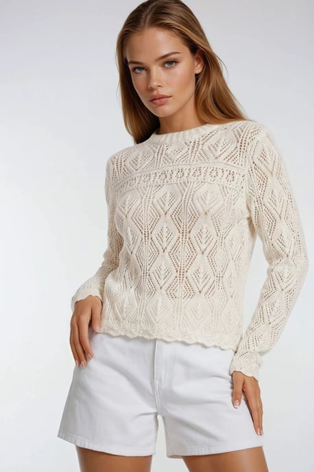 Strickpullover mit strukturiertem Muster und Rundhalsausschnitt - Image 5