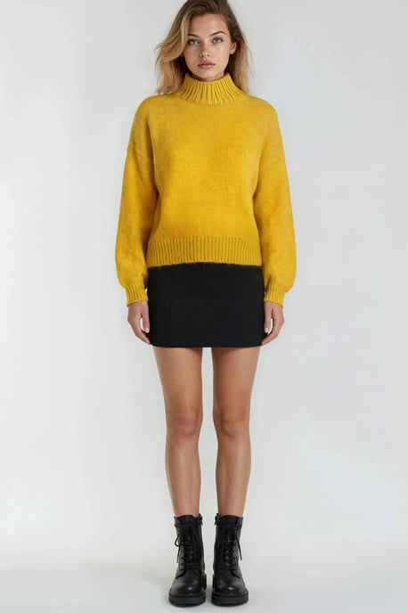 Lässiger Schnitt Rundhals Dickstrickpullover - Image 3