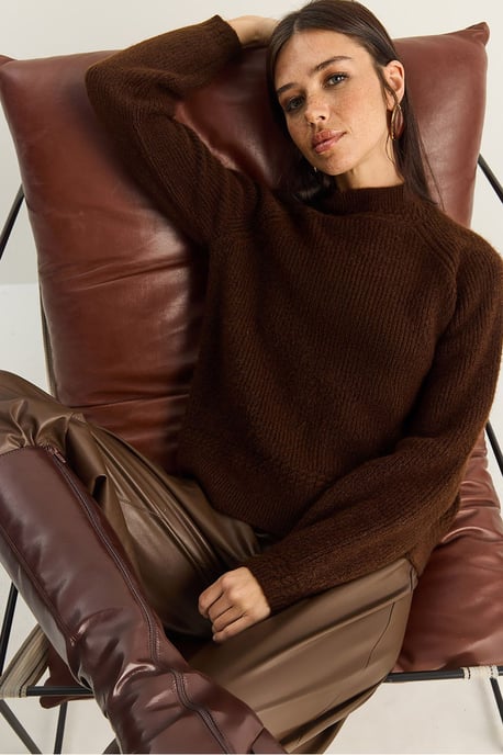 Oversized Rundhalsausschnitt Strickpullover - Image 2