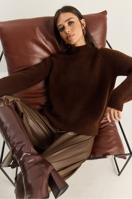 Oversized Rundhalsausschnitt Strickpullover - Image 3