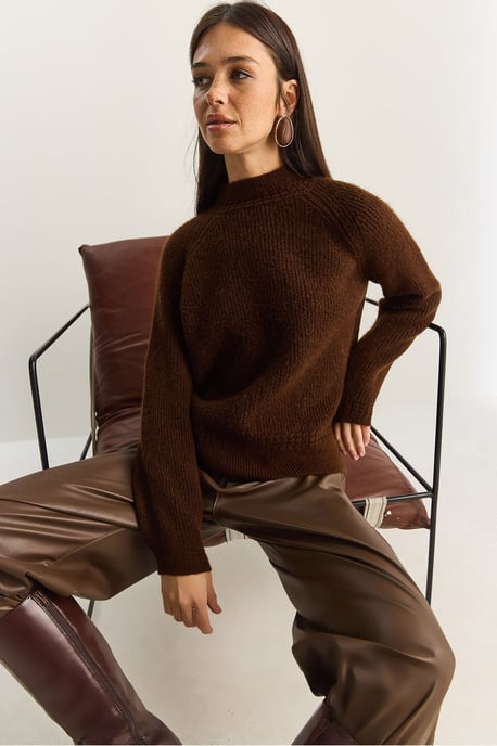Oversized Rundhalsausschnitt Strickpullover - Image 4