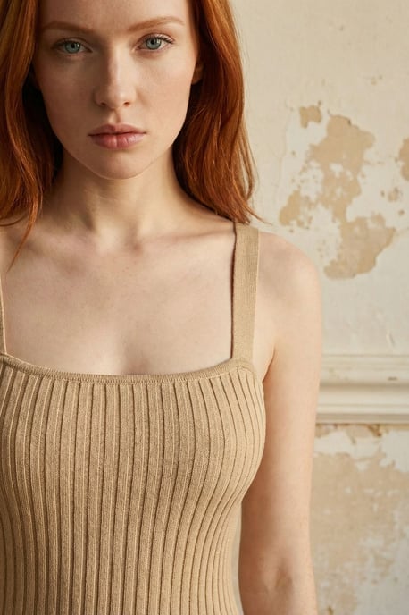 Rippiertes Quadrat-Ausschnitt Bodycon-Minikleid - Image 4