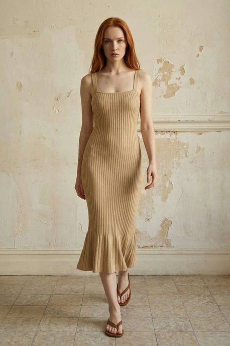 Rippiertes Quadrat-Ausschnitt Bodycon-Minikleid - Image 5