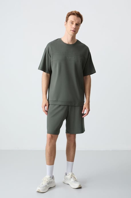 Herren Übergröße Baumwollmischung T-Shirt und Shorts Set - Image 1