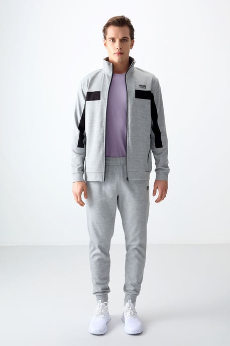 Herren Color Block Fleece Sweatshirt und Hose Set - Image 1